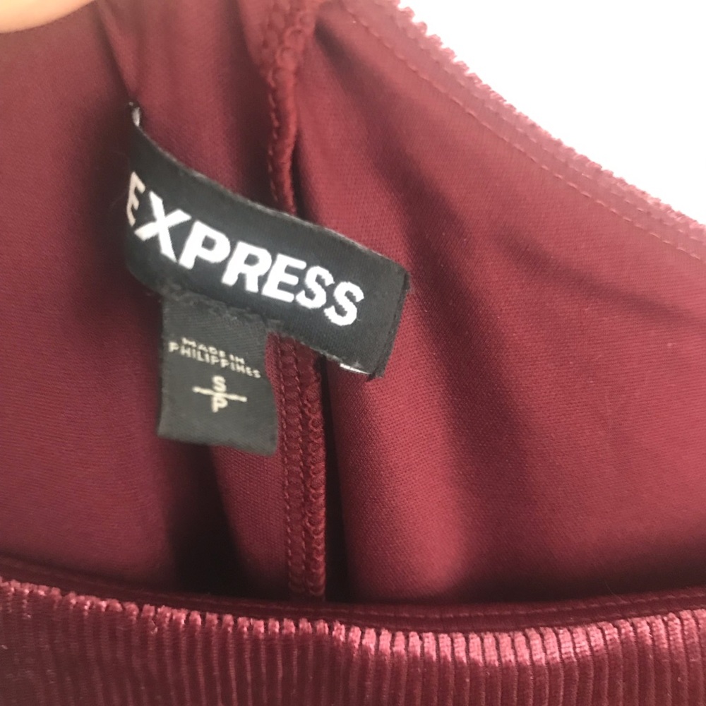 Express Maroon Velvet Squareneck Slip Dress - Picture 2 of 8